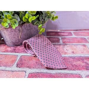 Egon Von Fursteberg Pink Teal Dot Silk Tie Made in USA - RN43170 Designer